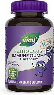 Nature’S Way Sambucus Elderberry Gummies For Kids, Immune Support Gummies*, With Vitamin C And Zinc, Delicious Berry Flavor, 60