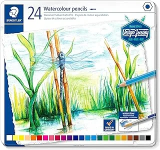 Staedtler Design Journey 14610C Metal Box Of 24 Assorted Watercolour Pencils