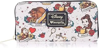 Loungefly Disney Beauty And The Beast Tattoo All Over Print Zip Around Wallet, Multi Color - Wdwa0491