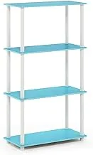 Furinno Turn-N-Tube 4-Tier Multipurpose Shelf Display Rack, Round Tubes, Light Blue/White