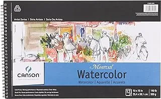 Canson Montval Watercolor Pad, Cold Press Acid Free French Paper, Side Wire Bound, 140 Pound, 10 X 15 Inch, 12 Sheets, 10