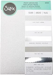 Sizzix, Silver, Surfacez-Opulent Cardstock, 50 Pack