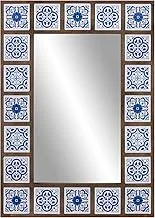 Patton Wall Decor 1807-3737 28X38 Indigo Moroccan Tile Framed Mounted Mirrors, Blue