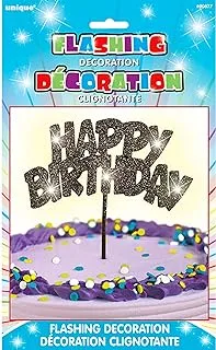 Unique Flashing Happy Birthday Cake Topper Decoration, Black