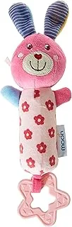 MOON Soft Rattle Plush Toy: Explore the Vibrant Forest with Adorable Animal Characters Perfect for Sensory Development and Safe for Babies with Teether -6m+ - Bunny