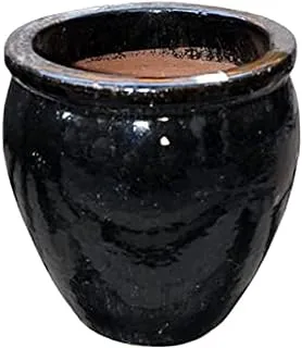 Dubai Garden Centre Ceramic Pot, Large, Glossy Black