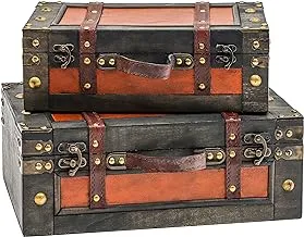 Trademark Innovations Vintage Style Wood Decorative Suitcases - (Set of 2)