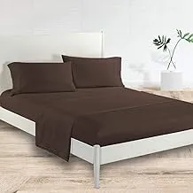 Generic Satin Polyester Fitted King Bedsheet, Brown, 274 X 259Cm