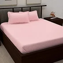 Story at Home Nirvana Gold Collection 400 TC Jacquard Pattern 1 King Double Bedsheet and 2 Pillow Cover, Light Pink, NVG1430, 3 Pieces