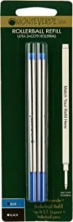 Monteverde Rollerball Refill To Fit Dupont Rollerball Pens, Fine Point, Blue, 2 Per Pack (T222Bu)