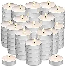 Showay 100 Pack Tea Lights Candles, Tealight Candles,White Smokeless Dripless Long Lasting Tea Light Candles,Tea Candles for | Weddings | Party | Shabbat | Home Decorative Tealights