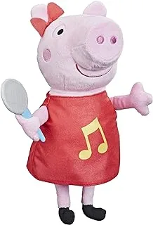 Peppa Pig Oink مع أغاني Peppa Singing Plush Doll مع فستان وقوس أحمر لامع ، تغني 3 أغنيات مستوحاة من سلسلة التلفزيون ، للأعمار من 3 سنوات فما فوق