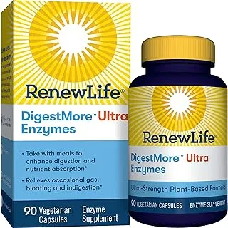 Renew Life Adult Digestmore Ultra Enzyme Supplement Vegetarian Capsules, 90 Count