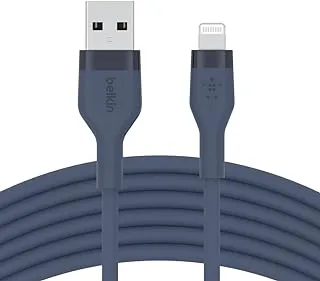 Belkin BoostCharge Flex Silicone USB Type A to Lightning Cable (1M/3.3FT), MFi Certified Charging Cable for iPhone 14/14 Plus, 13, 12, Pro, Max, Mini, SE, iPad and More – Blue