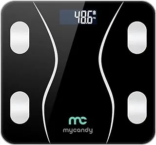 MYCANDY Smart Weight Scale With Body Mass Index, Weight, Fat %, Muscle Weight Calculator, Digital Scale With Metal Electrodes, 180 kg Support, Bright LED Display & Smart App Included