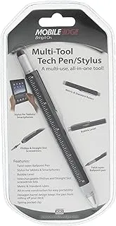 جهاز لوحي متعدد الأدوات باللون الأسود من Mobile Edge وشاشة تعمل باللمس قلم بالسعة و Twist Open Tech Pen Combo ، مع مفكات براغي ومسطرة ومستوى MEASPM1