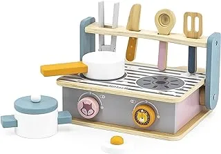 Polarb Pretend Play Wooden Foldable Stove & Bbq Toy For Toddlers 2+ Years