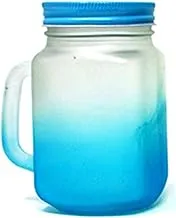 Feelings Frosted Glass Finish Glass Sipper Mug, 500 ml Capacity, Ocean Blue Ombre