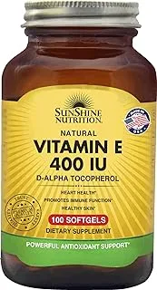 SUNSHINE NUTRITION Natural Vitamin E 400 Iu 100 Softgels