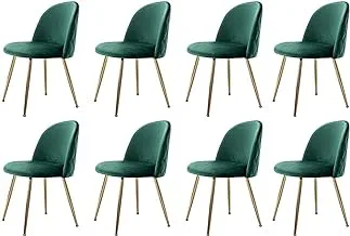 Mahmayi HYDC020 Dining Chairs, Modern Kitchen Chairs Velvet Upholstered Accent Leisure Chairs for Living Room & Dining Set, Green (Pack of 8)