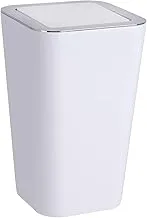 WENKO Candy Swing Cover Bin, Polystyrene, Home and Bathroom Waste Can, Lidded Dustbin, Lightweight & Sturdy, 6L Capacity, 18x28.5x18cm, White