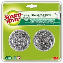 Scotch-Brite Stainless Steel Metal Spiral Scrub Sponge, 2 pieces/pack | Ideal for Cast Iron Pans | Powerful Scrubbing | Hard cleaning | Kitchen sponge | Scrub | Kitchen, Garage, Outdoor