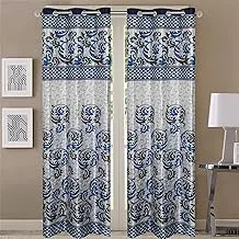 Queenzliving GrandEUr Curtain For Door 7 Feet- Pack Of 2, Blue