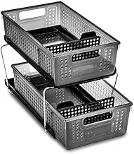 Madesmart 2-Tier Organizer With Dividers-Bath Collection Slide-Out Baskets With Handles, Space Saving, Multi-Purpose Storage & Bpa-Free, Carbon