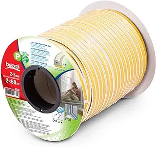 Beorol P-Profile Sealing Door Strip Adhesive, 50 m Length, White