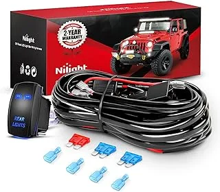 Nilight NI -WA 07 LED Light Bar Wiring Harness Kit REAR LIGHTS 12V 5Pin Rocker Switch Laser On off Waterproof Switch Power Relay Blade Fuse-2 Lead,2 Years Warranty