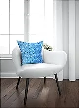 Home Town Digital Print Micro Fibre Dicxy Floral Blue/Yellow Cushion With Filler,45X45cm