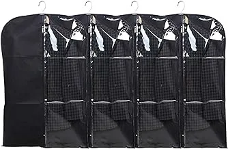 KUBER INDUSTRIES Half Transparent 4 Piece Non Woven Men's Coat Blazer Cover, Black