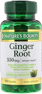 Nature's Bounty Ginger Root Pills And Herbal Health Supplement, 550 Mg, 100 Capsules