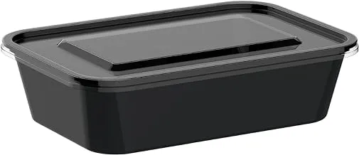 Cosmoplast 500 ml Pack Of 10 Black Microwave Containers With Clear Lids