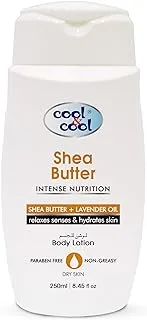 Cool & Cool Shea Butter Lotion 250ML - Nourishing Formula with Lavender Oil, Non-Greasy & Paraben-Free, Hydrates and Soothes Dry Skin