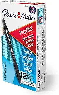 Paper Mate Ballpoint Pen, Profile Retractable Pen, Medium Point (1.0mm), Black, 12 Count