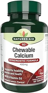 Natures Aid Calcium Chewable 400Mg, 60 Tablets