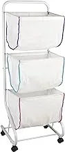 WENKO Escala Laundry Bin, Powder-Coated Metal, 3 Basket Dividers, Home Clothes Organizer, Bathroom & Bedroom Space Saver, 44x126x46cm, White