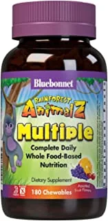 Bluebonnet Nutrition Rainforest Animalz قرص متعدد الأطعمة قابل للمضغ ، 340 جم