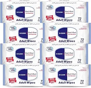 Cool & Cool Extra Large Size Adult Cleaning Wipes, 72 Sheets - Pack Of 8