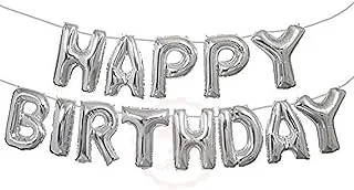 Party Propz set of 2 Pcs Combo Happy Birthday Silver Foil balloons banner witn Gluedot for happy birthday decoration / happy birthday balloons banner / happy birthday balloon silver