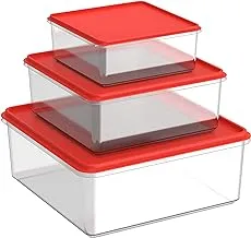 Cosmoplast Food Storage Pack Of 6, 8, 10L Containers, Red