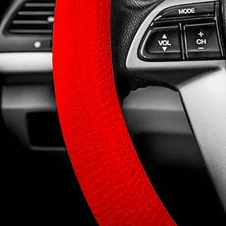 FH Group Fh3001 Snake Pattern Silicone Steering Wheel Cover Color Fit Most Car Truck Suv Or Van Universal Red