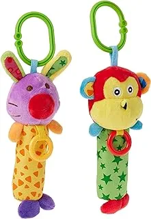 Pixie Monkey Rattle Toy + Rabbit Rattle Toy, Pack Of 2