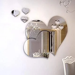 COOLBABY 1 Set Love Hearts Wall Sticker 3D Mirror Decal Diy Home Room Art Mural Decor Removable Sticker, Silver