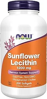 Now Foods Sunflower Lecithin Supplement, 1200 Mg 200 Softgels