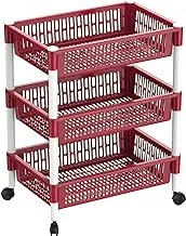 Cosmoplast 3 Tiers Vegetable Storage Rack, Dark Red