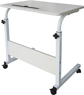 CZT Bedside Laptop Table Rolling Overbed Computer Desk Cart Stand Mobile Workstation Adjustable Height with Lockable Wheel Storage Black for Bedside Sofa 40 X 60cm (S2 White Maple 05), CZT, oak