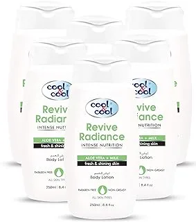 Cool & Cool Revive Radiance Body Lotion 250ML(Pack of 6) - Hydrating Formula with Aloe Vera & Milk, Non-Greasy & Paraben-Free, Promotes Fresh and Shiny Skin 1.5L