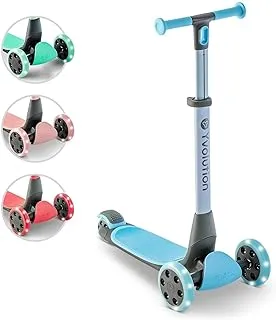 Yvolution Y Glider Nua Kick Scooters Three Wheeled, 4 Adjustable Height Glider with LED Flashing Light and Storage Hook, for Children Ages 3 Years and Up